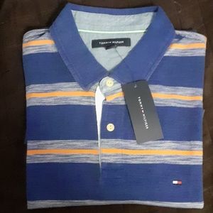 NWT Tommy Hilfiger Blue/Orange Stripped Polo